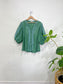 Odd Molly Slow Fashion Embroidered Puff Sleeve Blouse in Green/Blue (Size L)