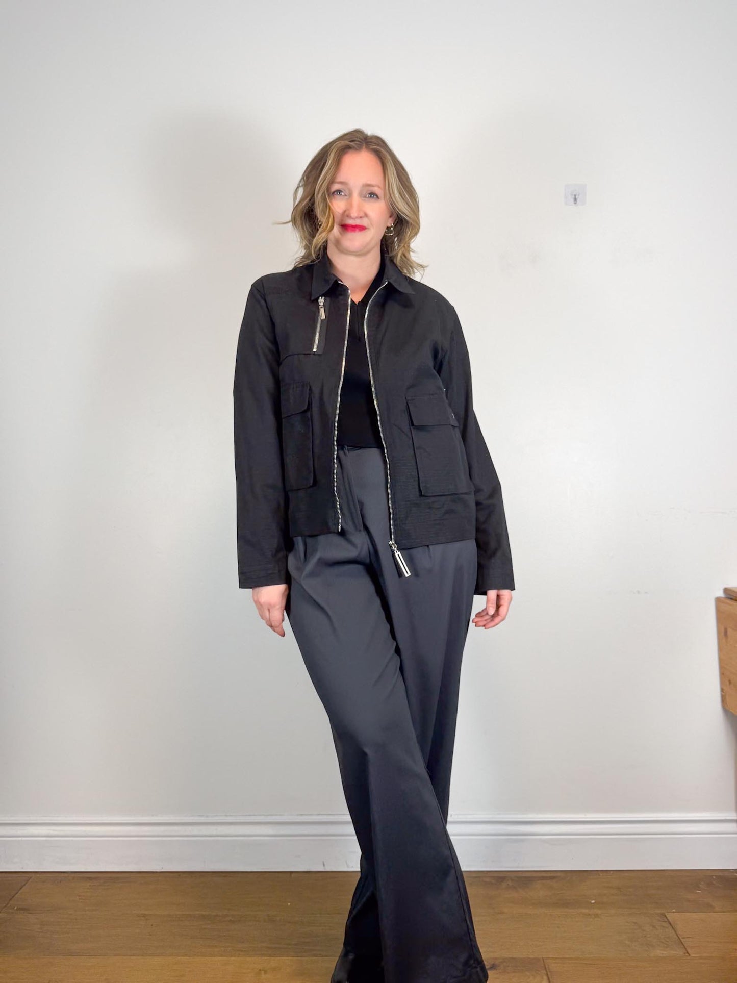 SPENCER BADU Canadian Designer Utility Jacket in Black (Size L)