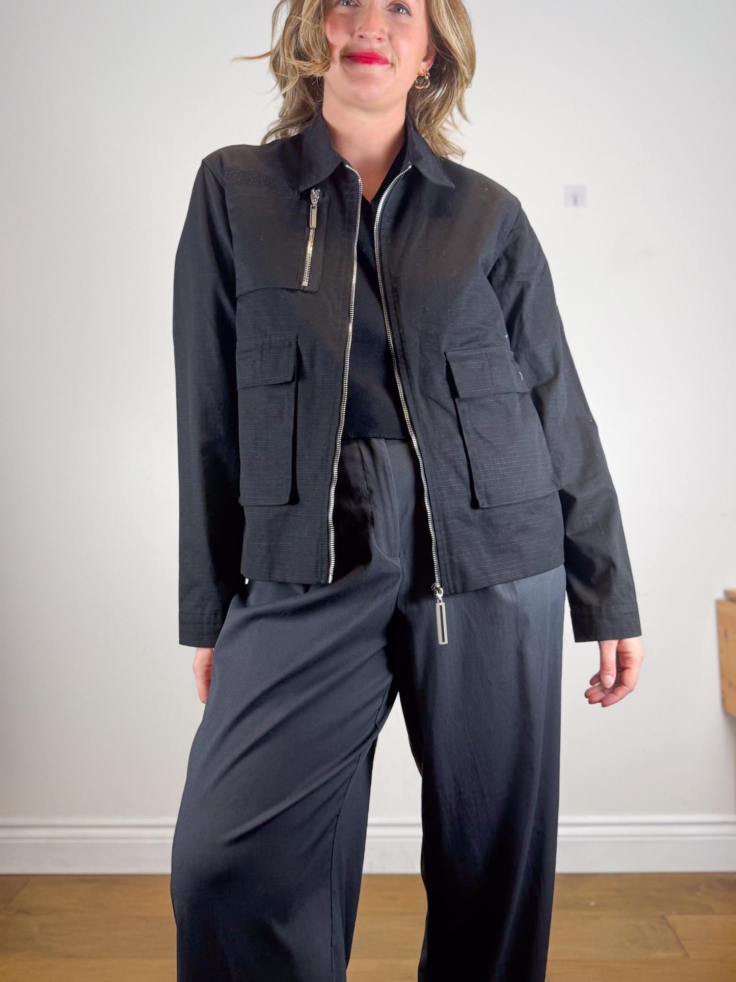 SPENCER BADU Canadian Designer Utility Jacket in Black (Size L)