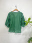 Odd Molly Slow Fashion Embroidered Puff Sleeve Blouse in Green/Blue (Size L)