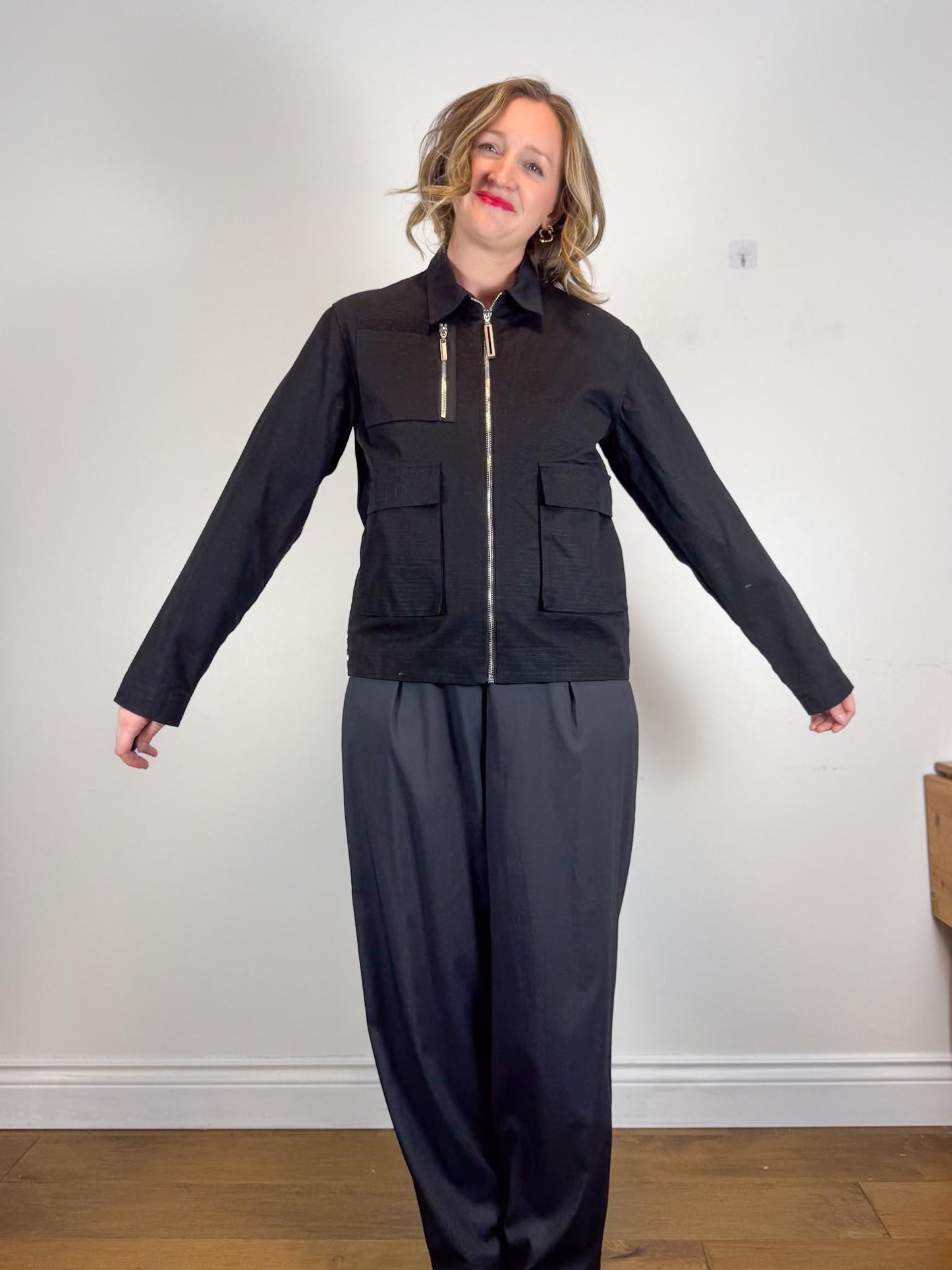 SPENCER BADU Canadian Designer Utility Jacket in Black (Size L)