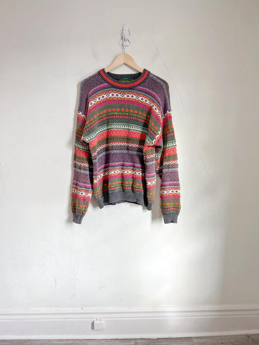 Vintage 90s Multi-Colour Knit Sweater (Size M)