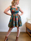 Annie 50 Canadian Made Floral Mini Dress in Teal/Pink (Size M)