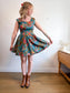Annie 50 Canadian Made Floral Mini Dress in Teal/Pink (Size M)