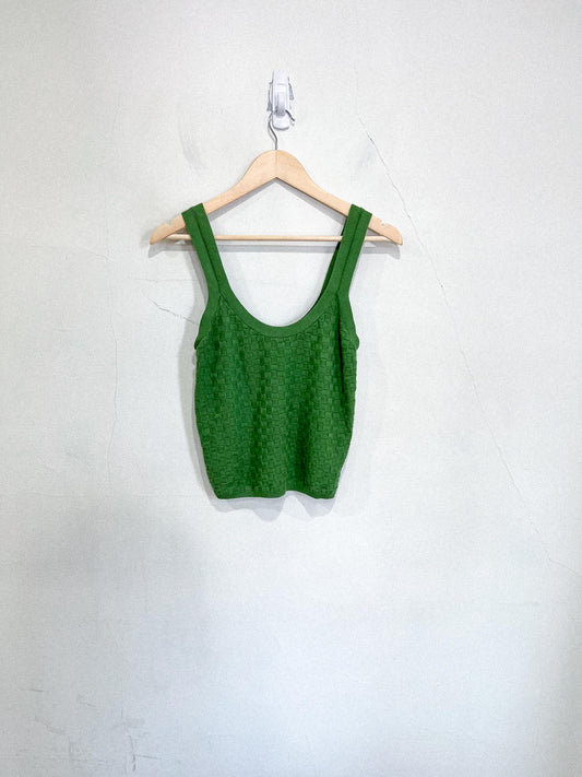 Abercrombie & Fitch Green Checkered Tank Top (Size L)