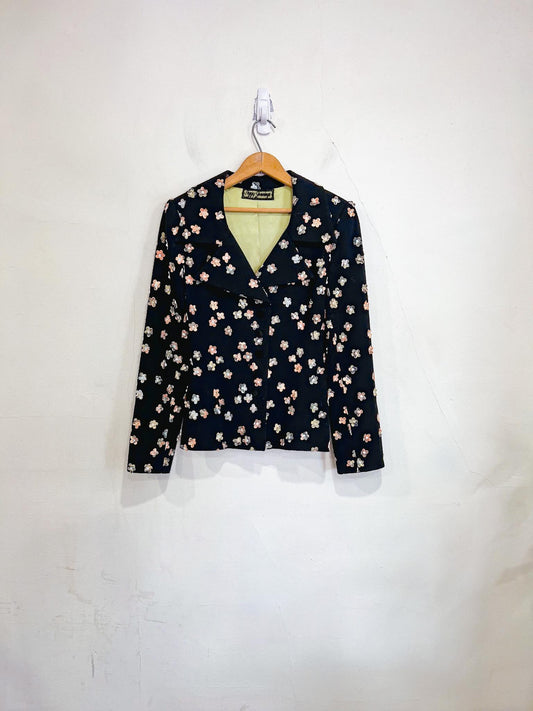 Vintage Peggy Jennings Designer Blazer with Floral Applique  (Size S)