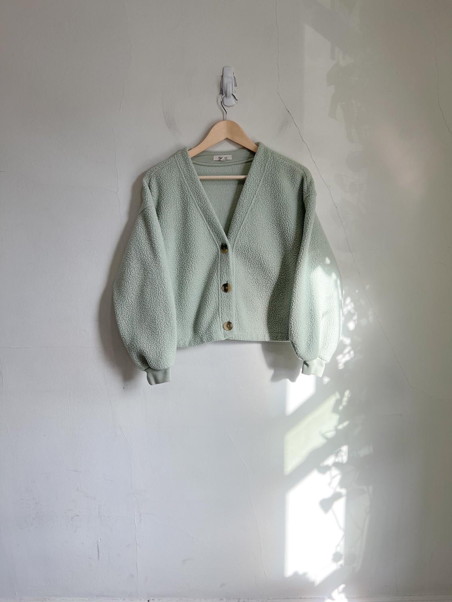 Madewell (Re)sourced Fleece Crop Cardigan in Mint Green (Size S)