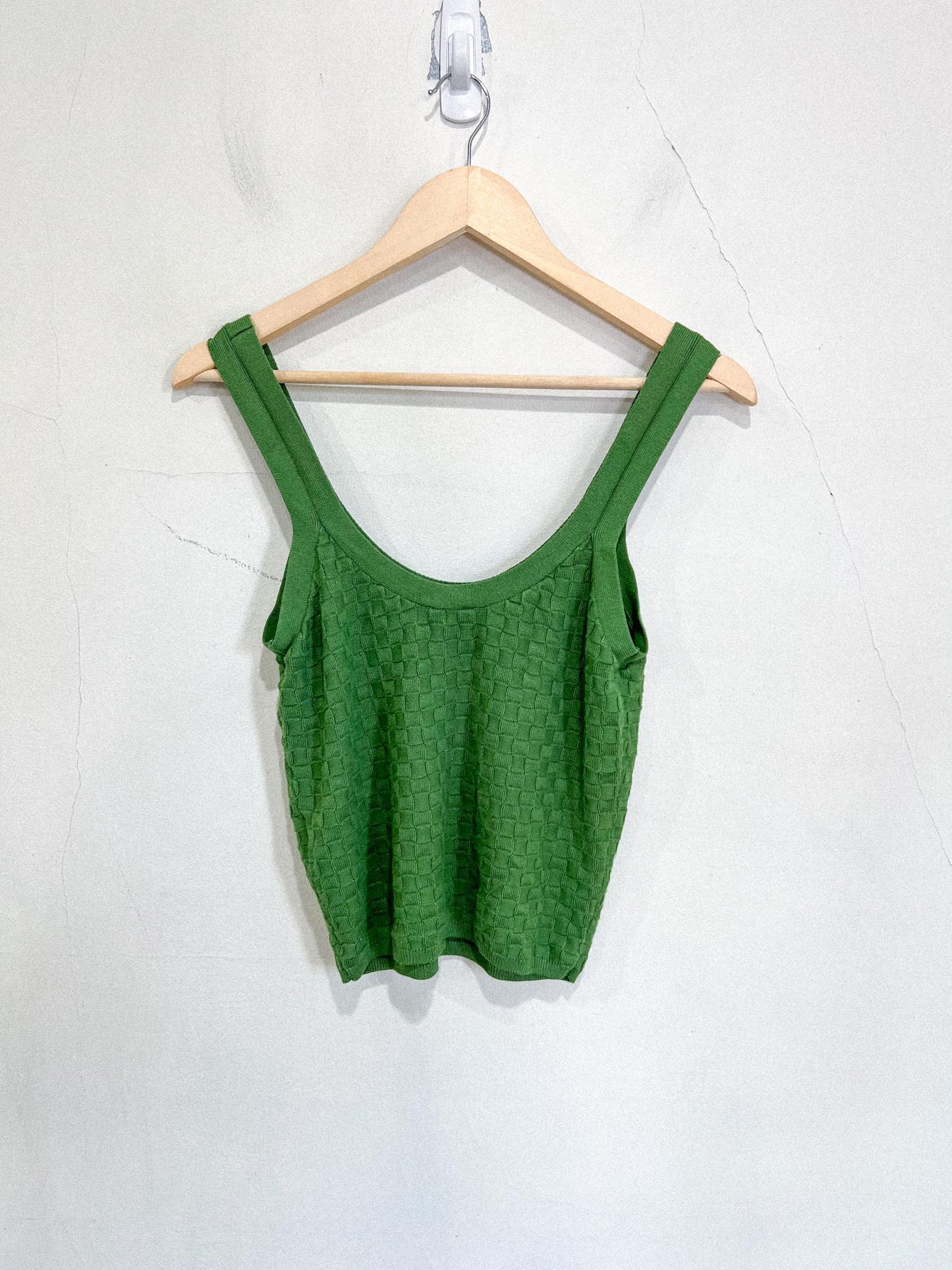 Abercrombie & Fitch Green Checkered Tank Top (Size L)