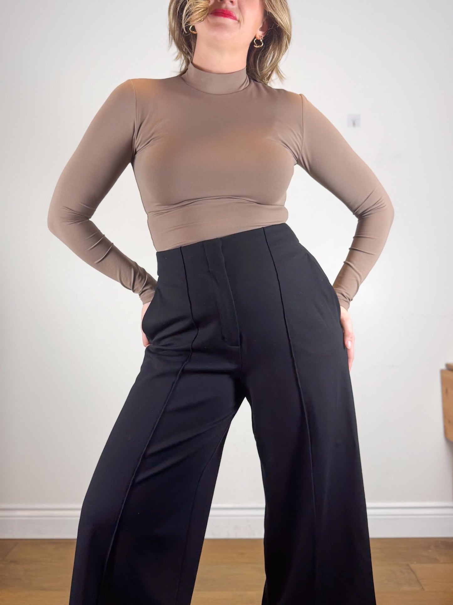 DOROTHEE SCHUMACHER Designer "EMOTIONAL ESSENCE Wide Leg Trousers in Black" (Size XL)