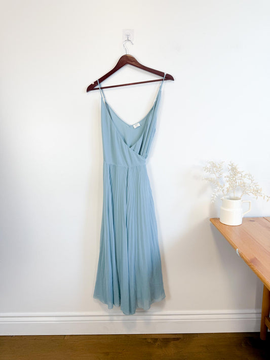 Wilfred "Beaune Midi Pleated Wrap Dress in Pale Blue" (Size L)
