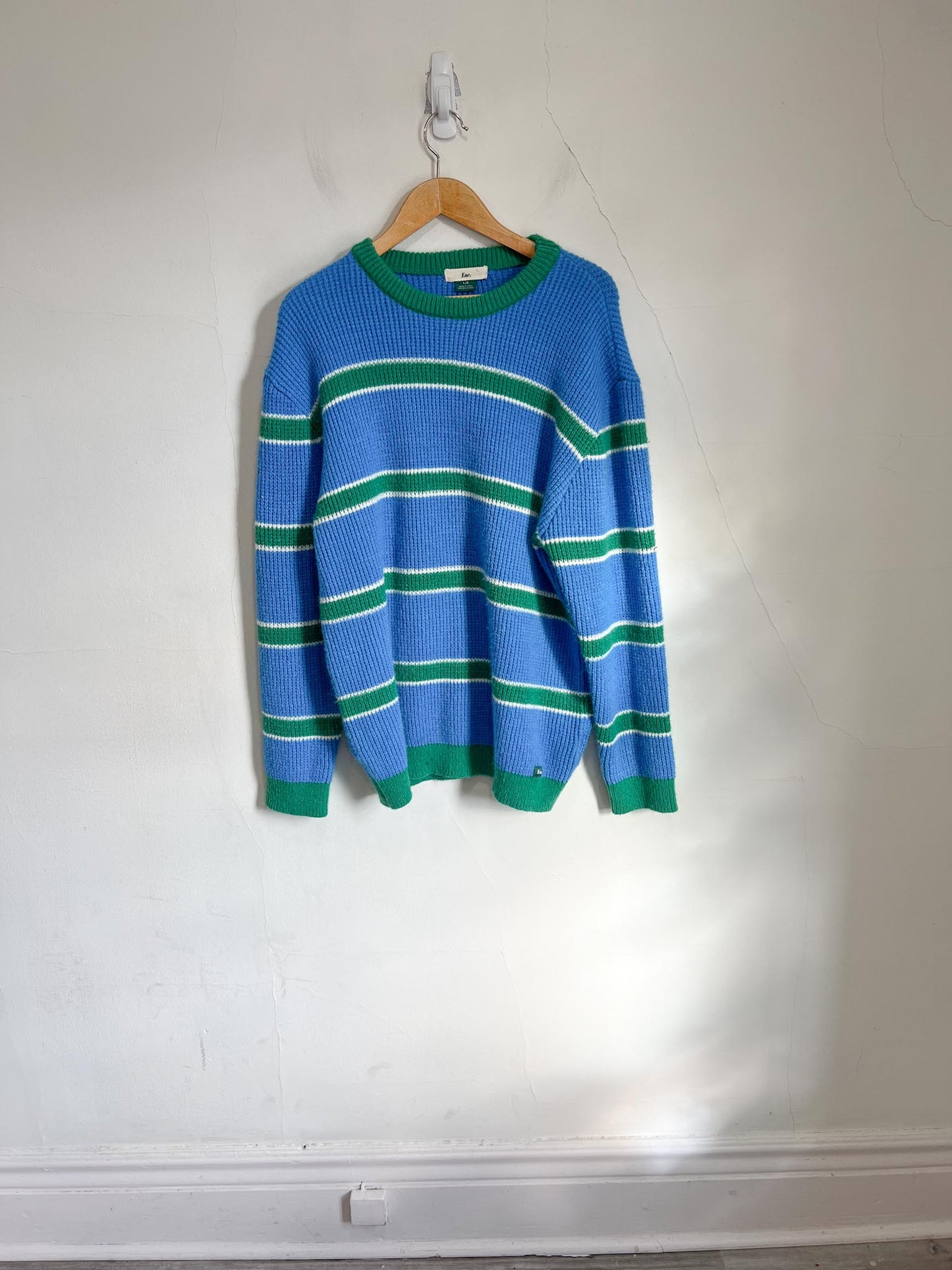 Esc Striped Knit Crewneck in Blue/Green (Size L)