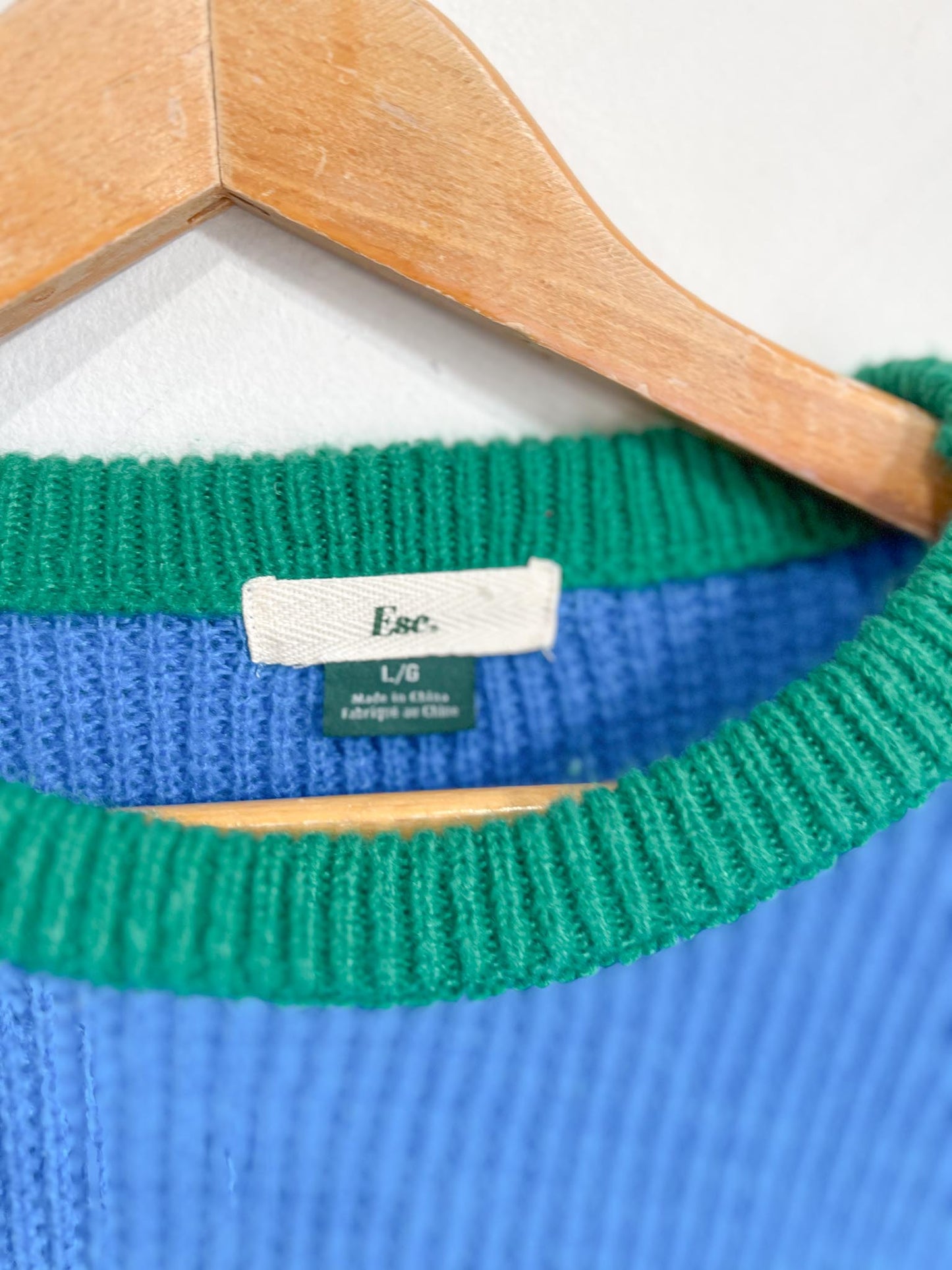 Esc Striped Knit Crewneck in Blue/Green (Size L)