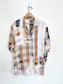 Vintage Mixed Print Short Sleeve Blouse (Size L)