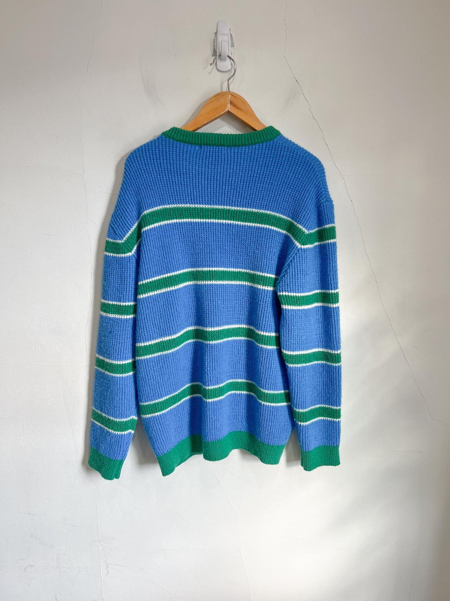 Esc Striped Knit Crewneck in Blue/Green (Size L)