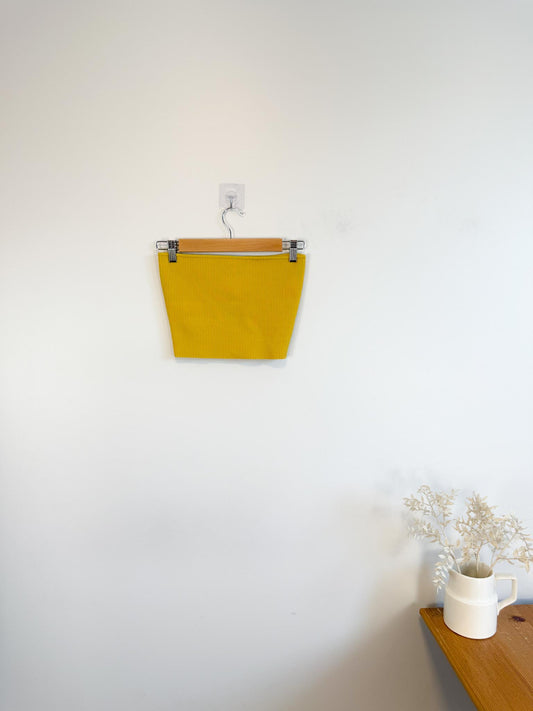 Babaton "Sculpt Knit Cropped Tube Top in Yellow" (Size M)