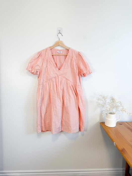 ANDREE by Unit Pink Ruffle Eyelet Mini Dress (Size M/L)