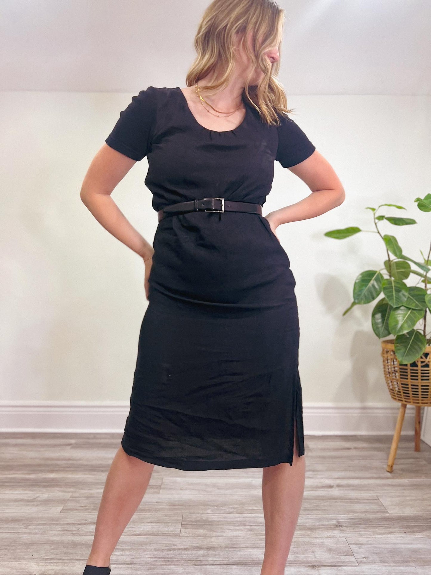 RIANI Black Linen Dress (Size 8)