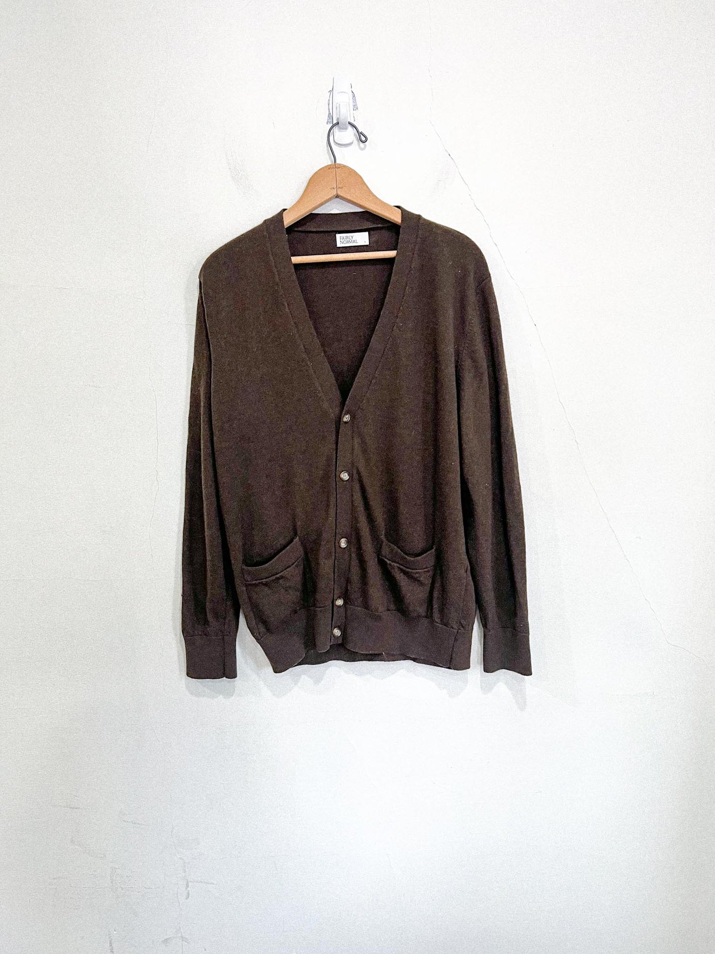 FAIRLY NORMAL Slow Fashion Merino Wool Cardigan in Brown (Size M/L)