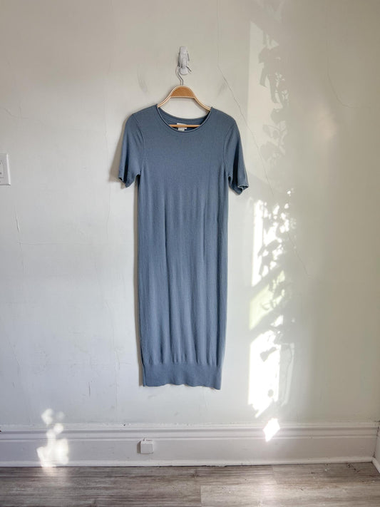 Club Monaco "Signature Cashmere Tee Dress in Grey Blue" (Size M)