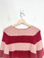 Contemporaine Simons Fuzzy Knit Striped Sweater in Pink/Red (S/M)