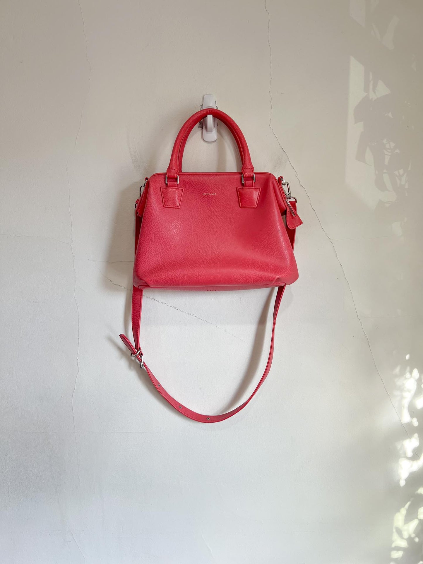 Matt & Nat Handbag with Crossbody Strap in Cherry Red