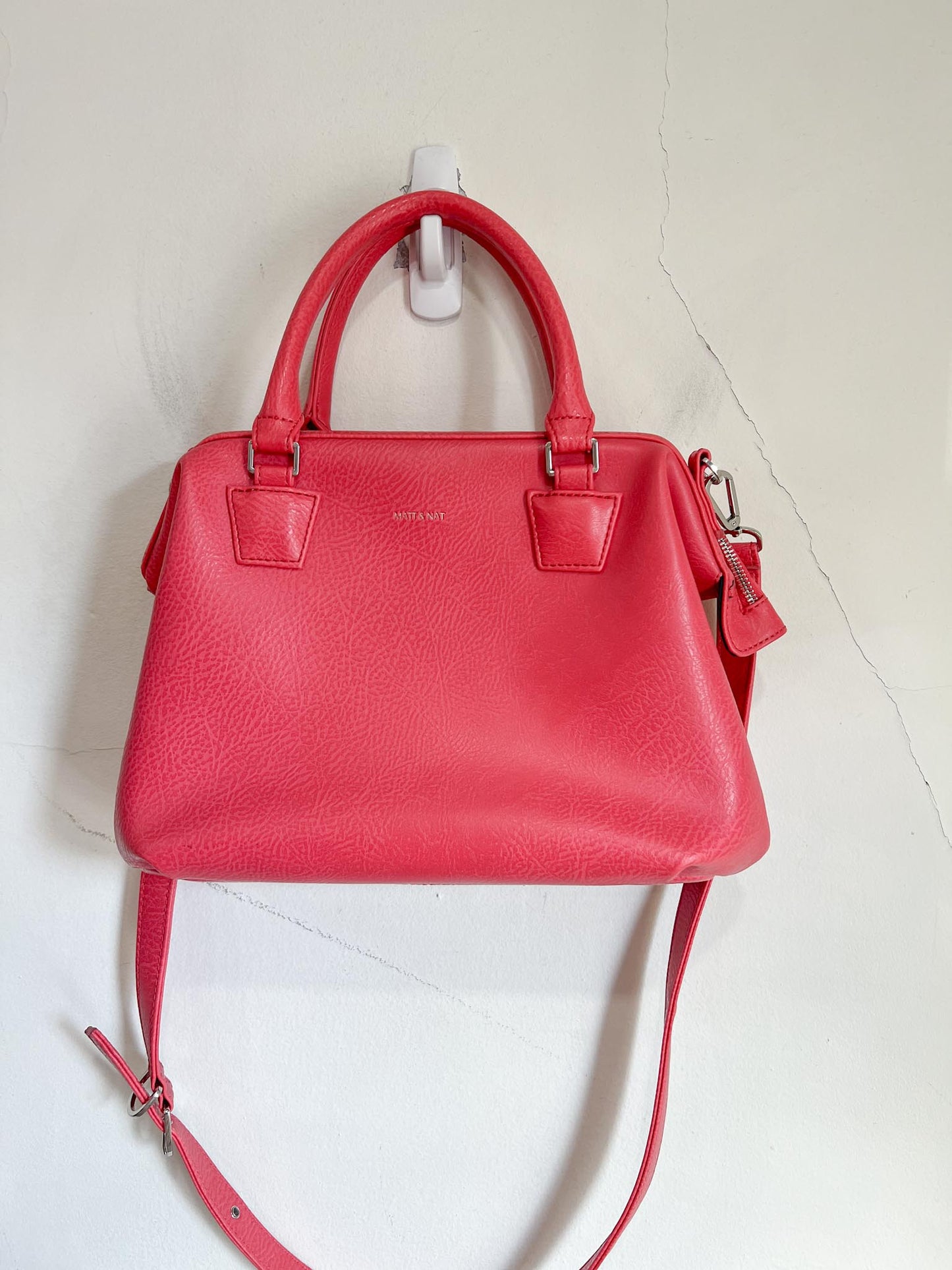 Matt & Nat Handbag with Crossbody Strap in Cherry Red