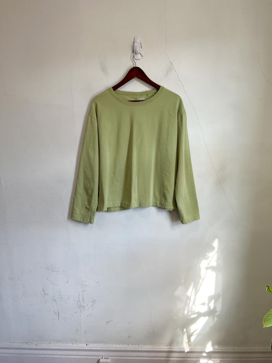 COS "Relaxed Boxy Long Sleeved T-Shirt in Green" (Size S/M)