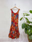 Vintage Floral Midi Dress with Draped Skirt (Size S/M)