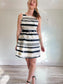 Banana Republic Striped Mini Dress in Black/White Satin (Size 8)