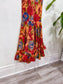 Vintage Floral Midi Dress with Draped Skirt (Size S/M)