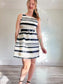 Banana Republic Striped Mini Dress in Black/White Satin (Size 8)