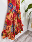 Vintage Floral Midi Dress with Draped Skirt (Size S/M)