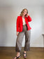 MARC CAIN Fitted blazer with rounded hem in Red SOLD AS IS  (Size M/L)