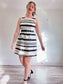 Banana Republic Striped Mini Dress in Black/White Satin (Size 8)