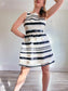 Banana Republic Striped Mini Dress in Black/White Satin (Size 8)