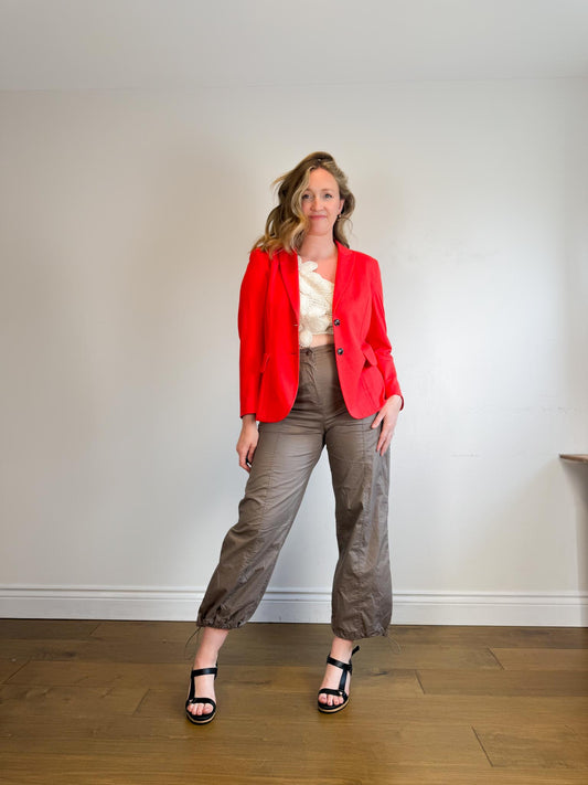 MARC CAIN Fitted blazer with rounded hem in Red SOLD AS IS (Size M/L)