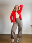 MARC CAIN Fitted blazer with rounded hem in Red SOLD AS IS  (Size M/L)