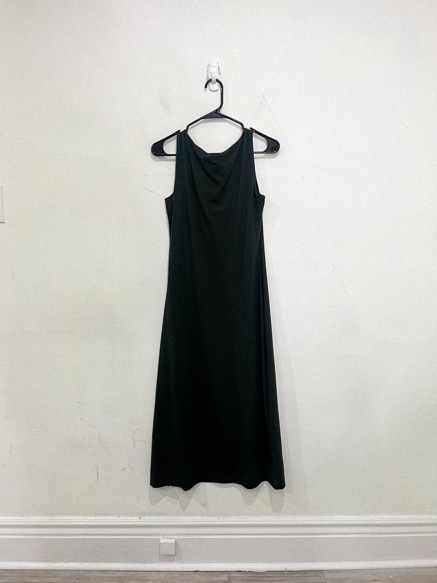 Susana Monaco High Neck Midi Dress with Slit in Dark Green (Size L)