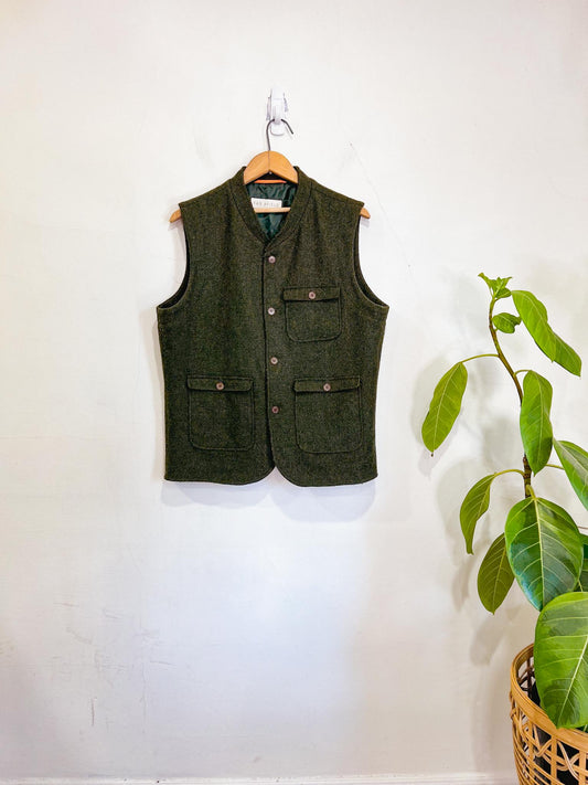 FAR AFIELD "Whistler Wool Gilet/Vest in Green" (Size M/L)