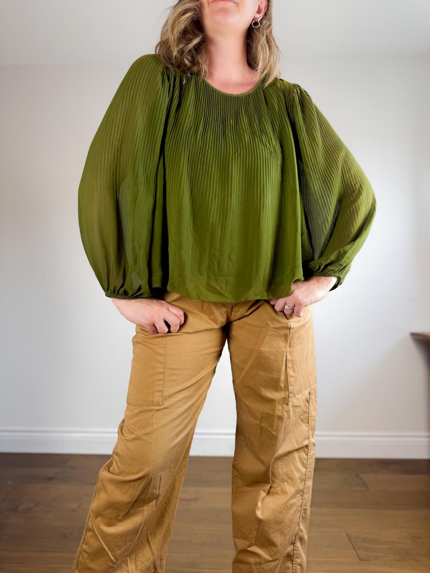 Wilfred Daydreamer Pleated Blouse in Green SOLD AS IS (Size L)