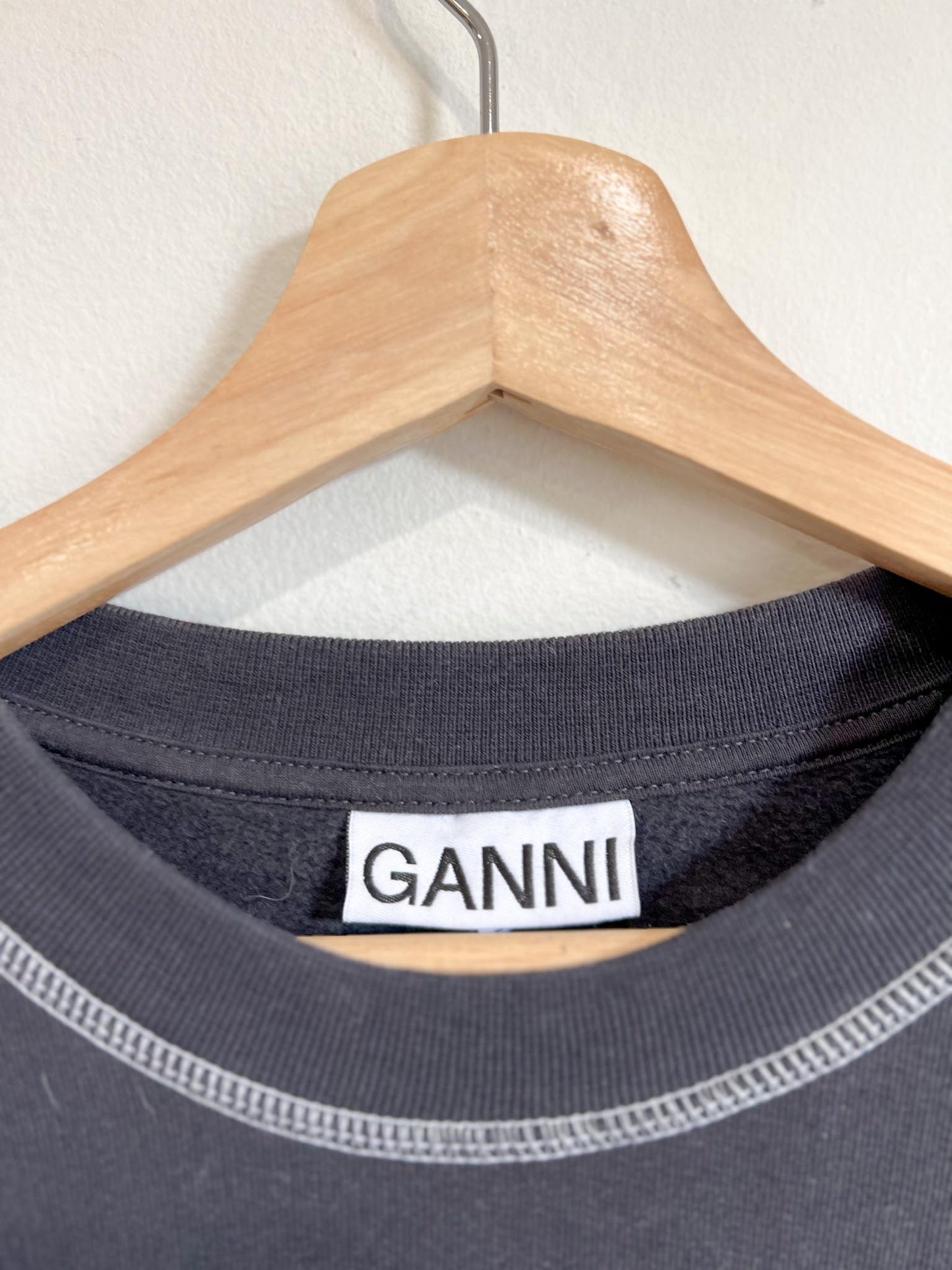 GANNI "You're Gonna Love It" Rose Sweatshirt in Phantom Grey (Size S/M)