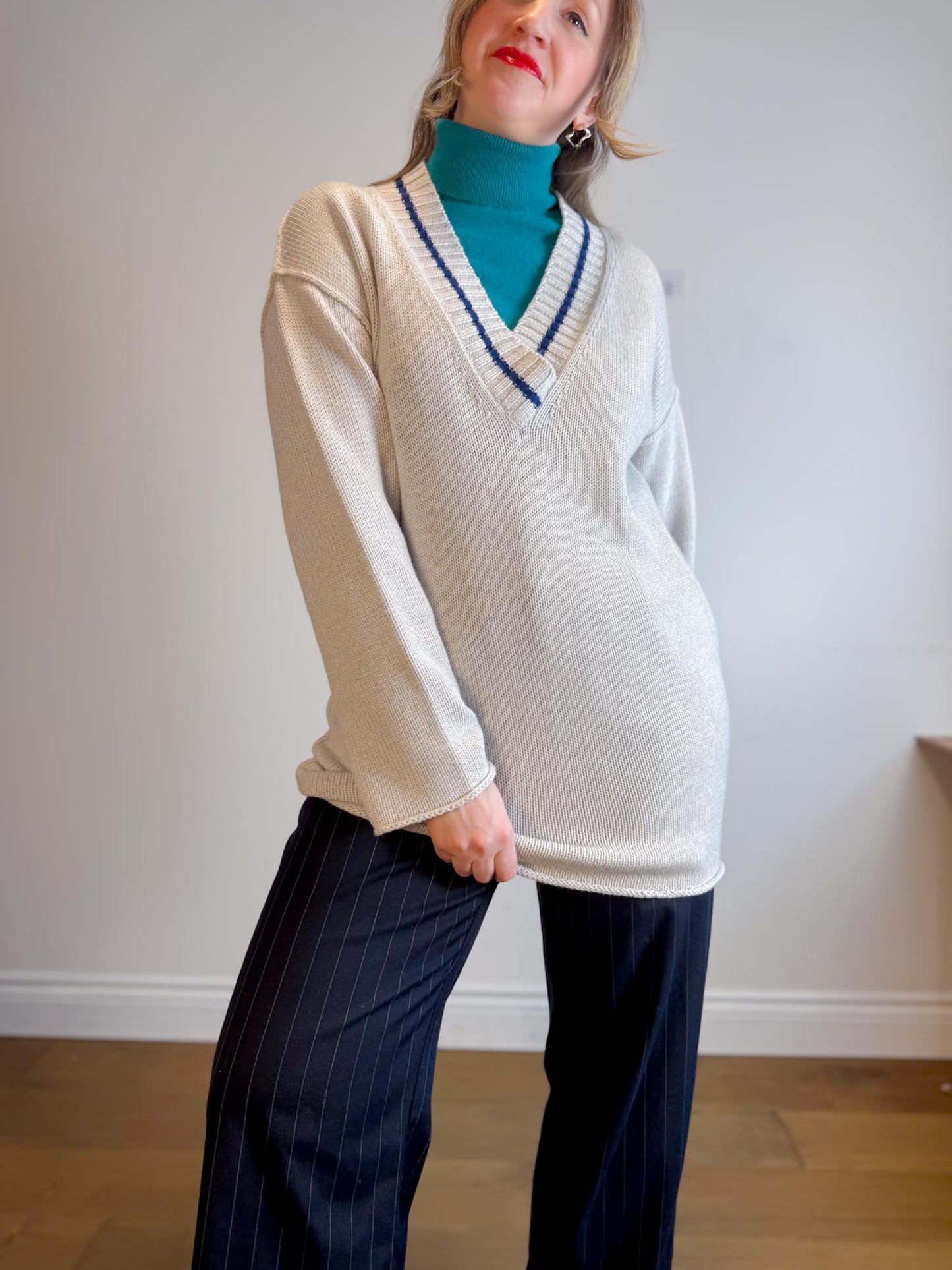 Wilfred  Free Merino Wool "Vanders Sweater Dress in Grey/Blue" NWT SOLD AS IS (Size L)