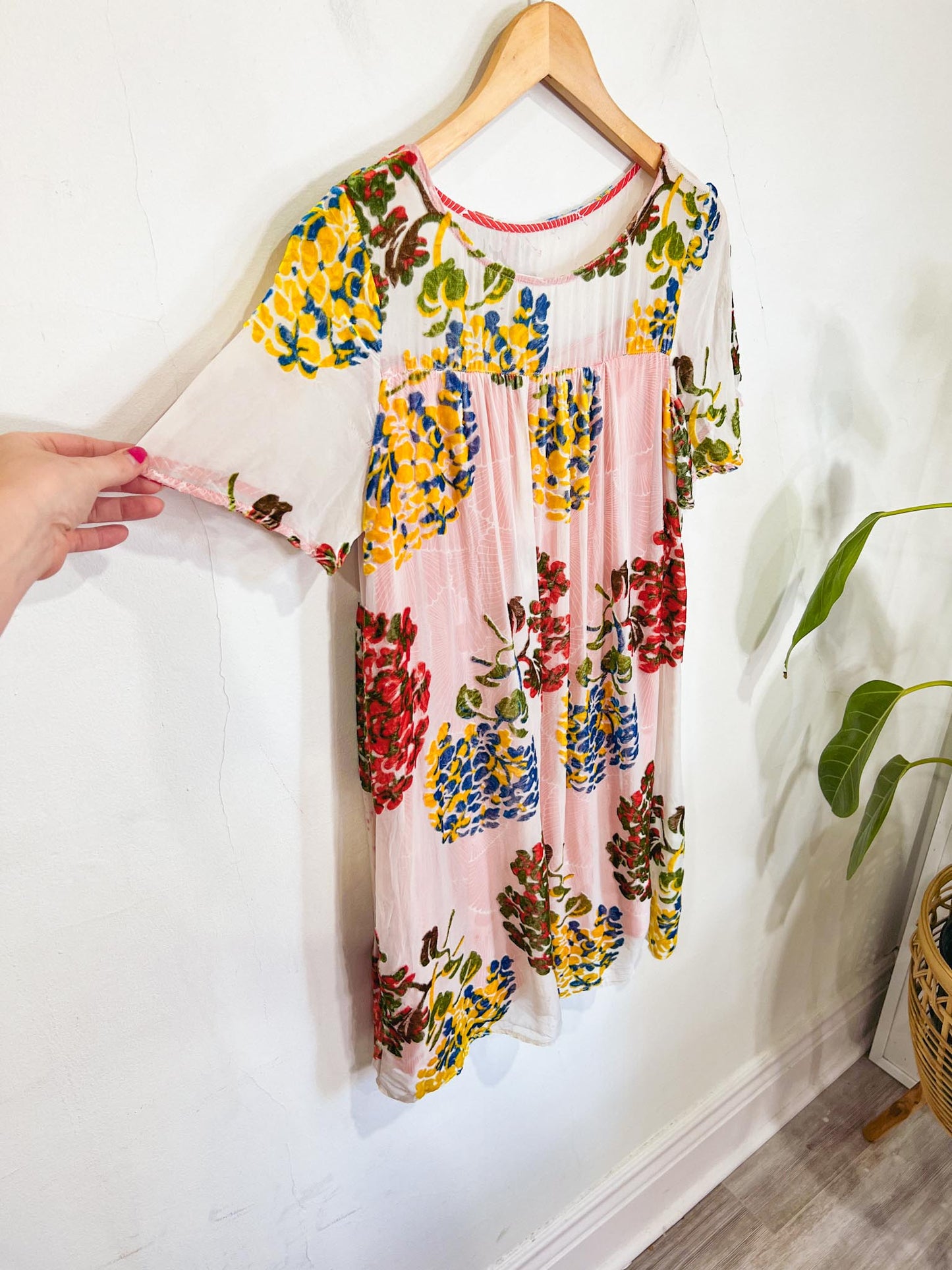 Anthropologie Burnout Velvet Floral Dress SOLD AS IS (Size XS-M)