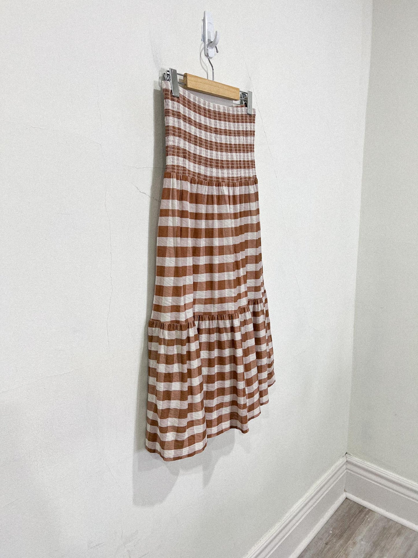 Nation "Nyla Smocked Skirt in Brown/White Gingham" NWT (Size S/M)