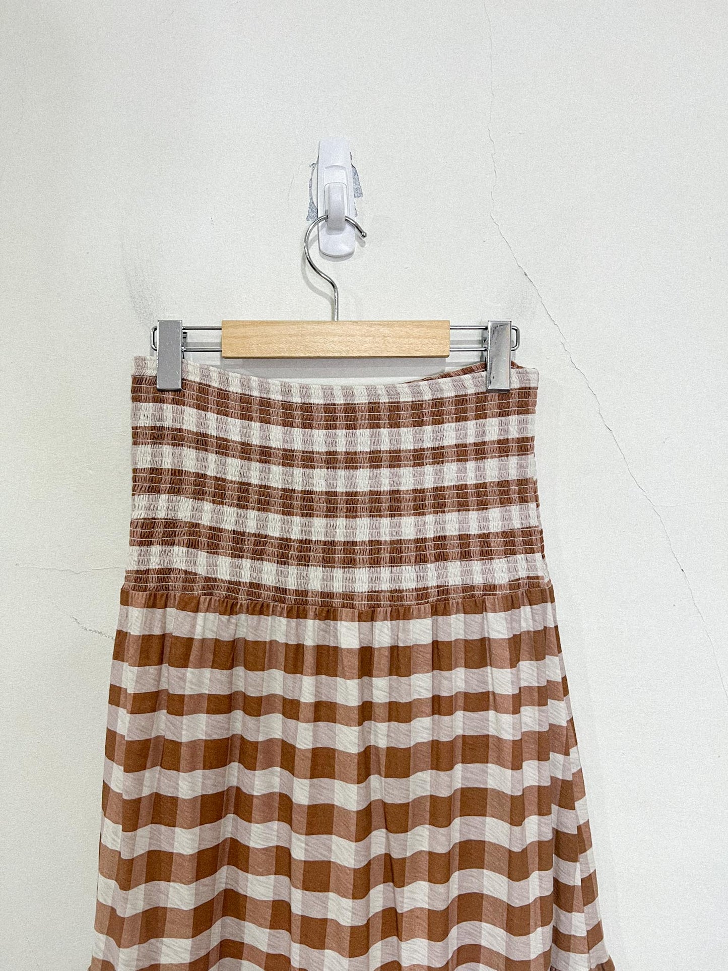 Nation "Nyla Smocked Skirt in Brown/White Gingham" NWT (Size S/M)