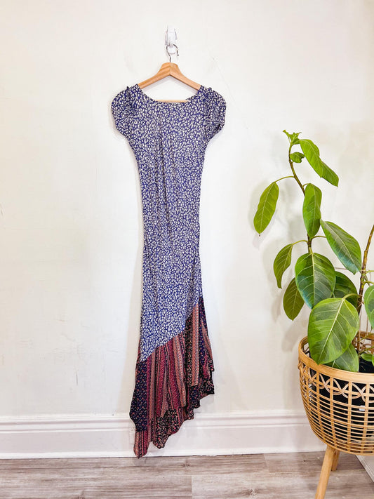 Free People "Ditsy Floral Patchwork Asymmetrical Dress" (Size S/M)