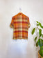 Vintage Plaid Short Sleeve Blouse (Size L/XL)