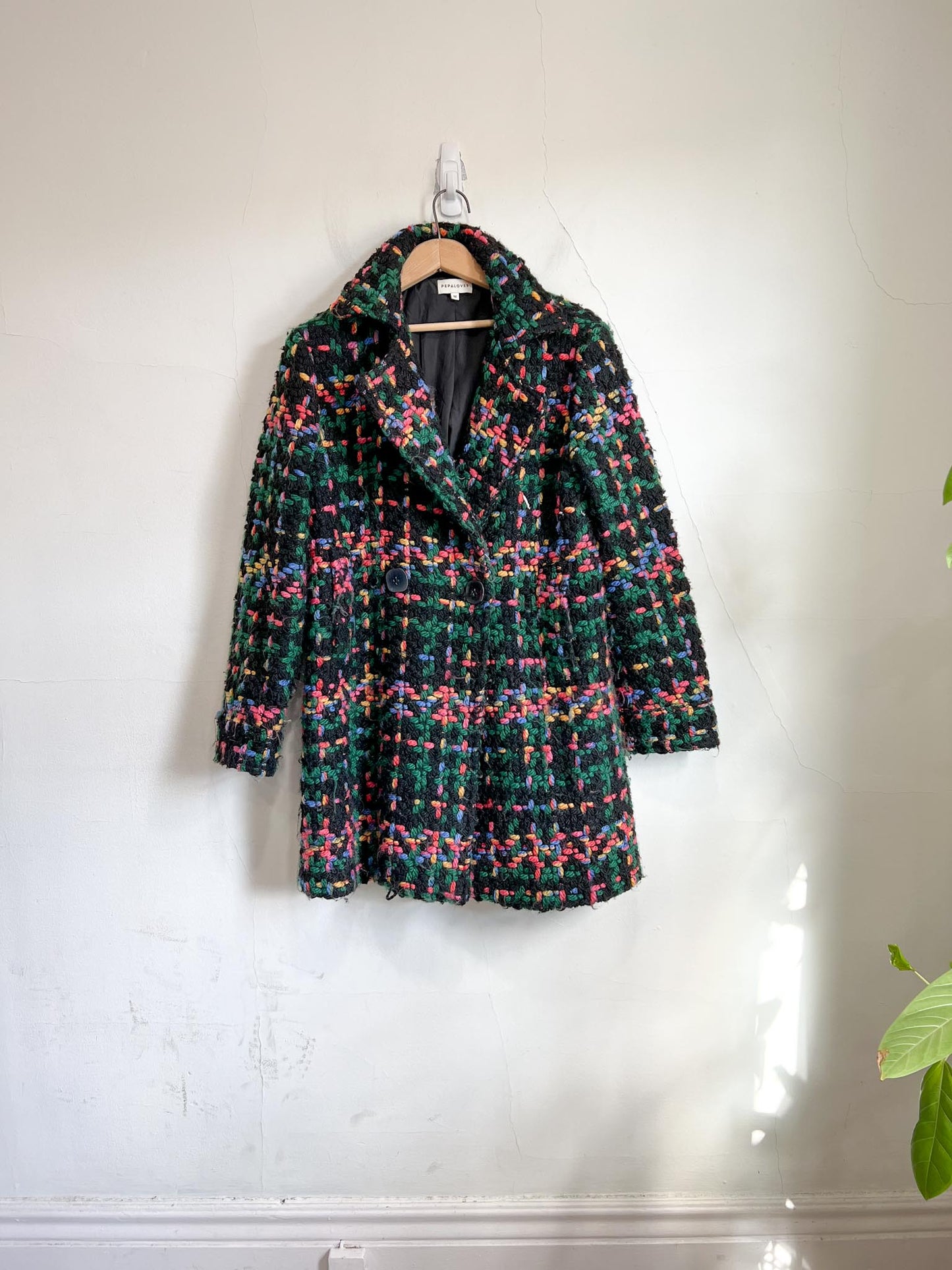 PEPALOVES "Emerald Tweed Piccadilly Chunky Knit Coat" (Size M)