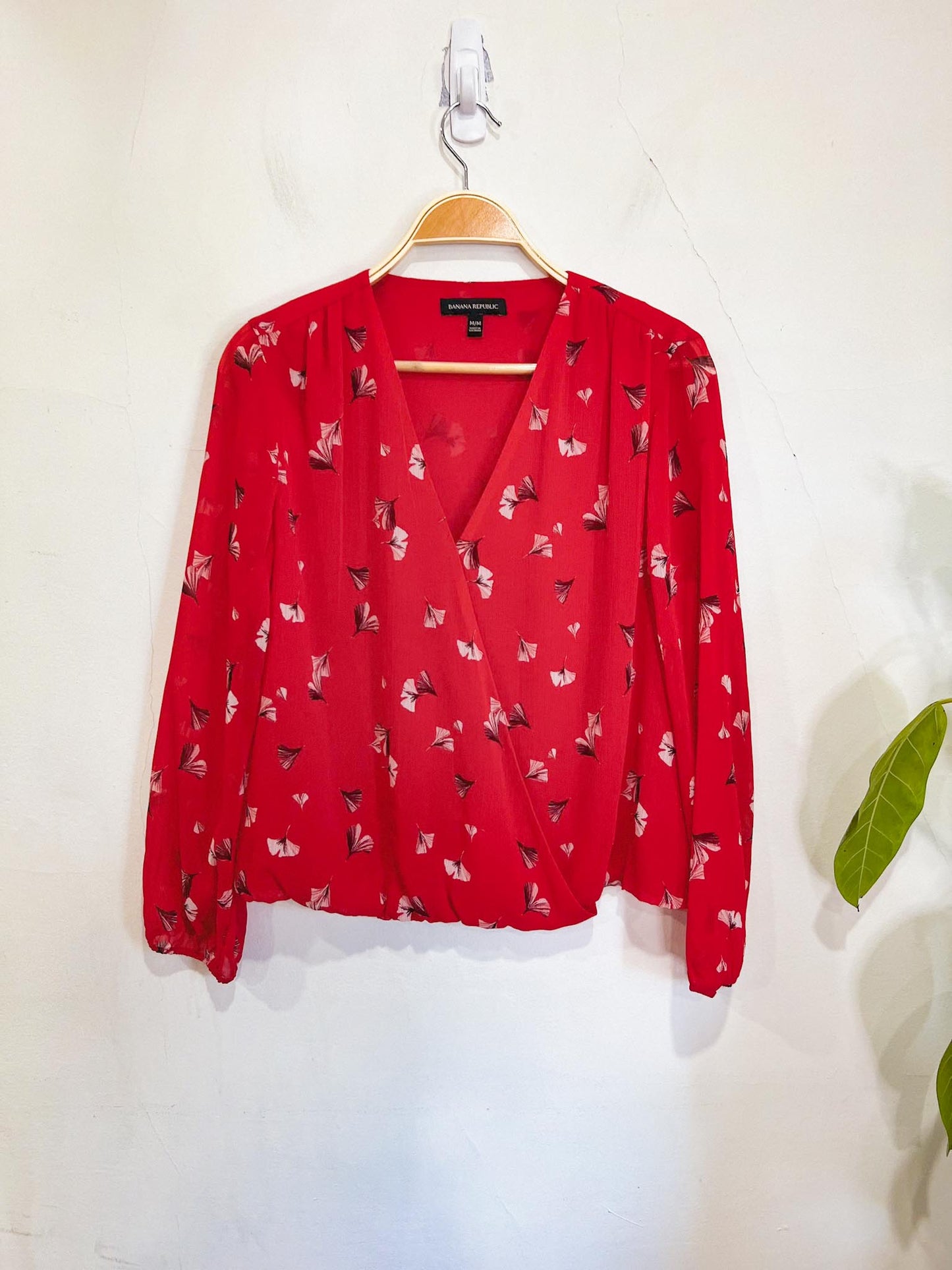 Banana Republic Wrap Blouse in Red (Size M)