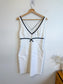Vintage White Mini Dress with Black Trim (Size S)